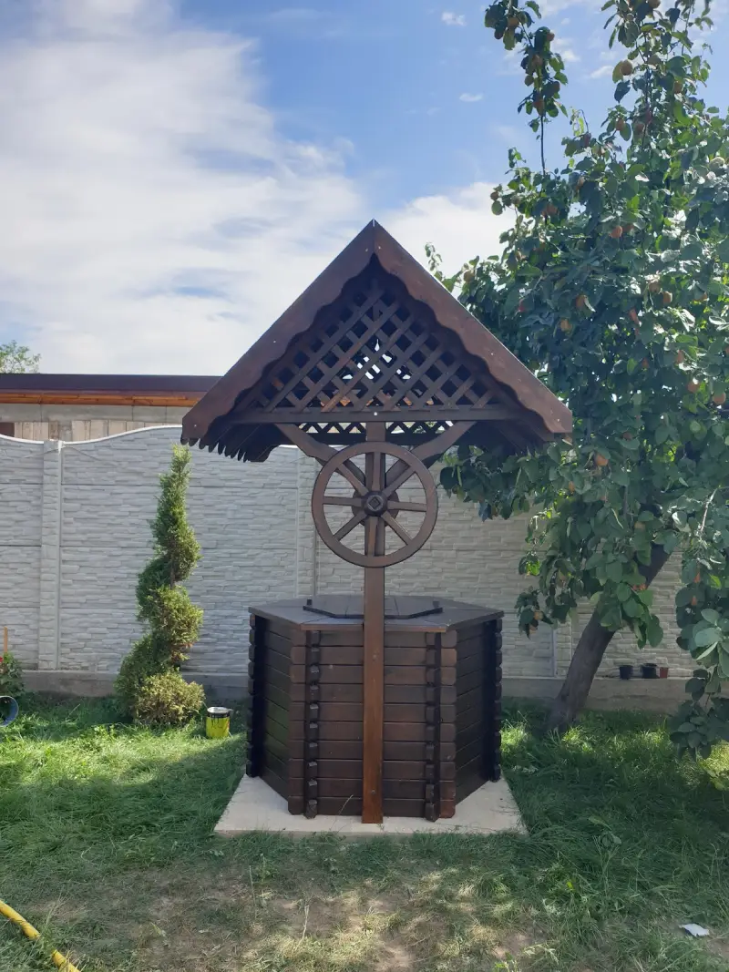 fantana rustica decorativa, lemn stratificat